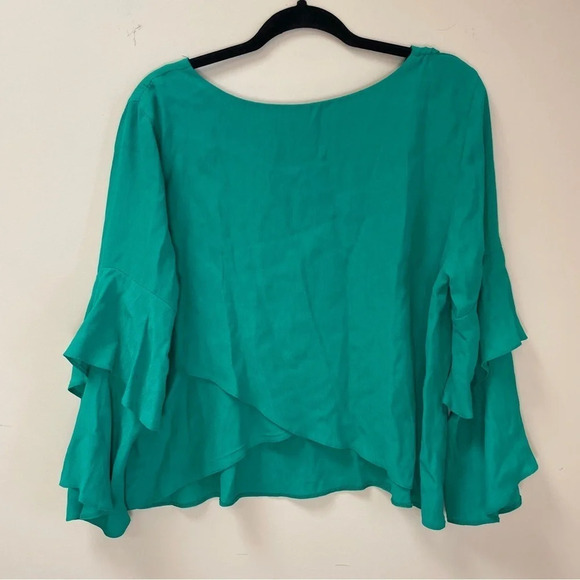 Topshop  Emerald green flutter sleeve blouse‎ 10 - Picture 5 of 5